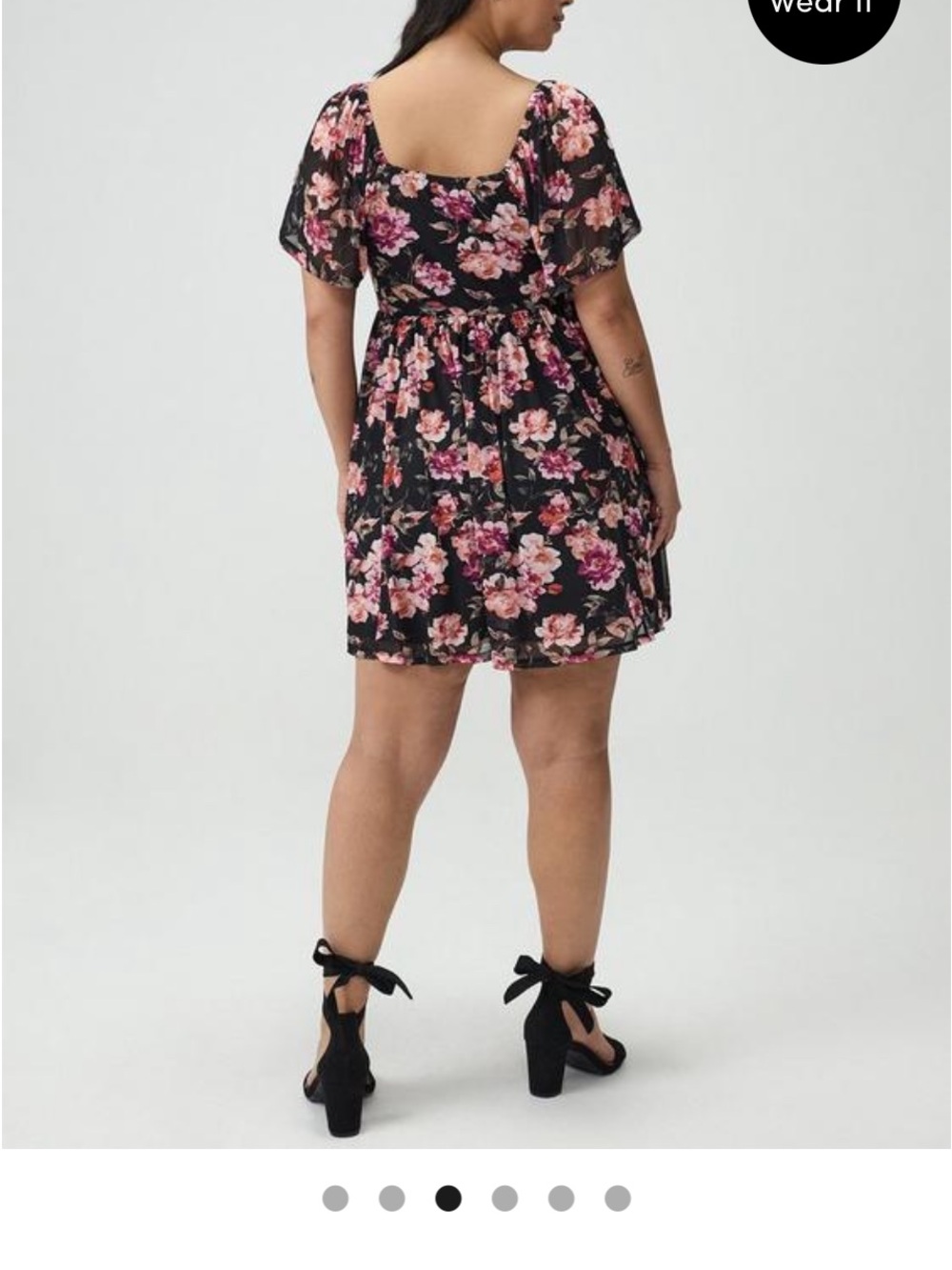 torrid Black Midi Dress with Pink Floral Print - Picture 10 of 13